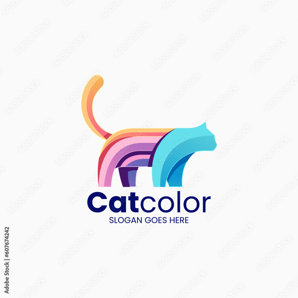 Obraz premium Vector Logo Illustration Cat Gradient Colorful Style