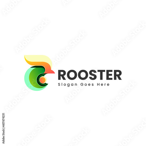 Vector Logo Illustration Rooster Gradient Colorful Style