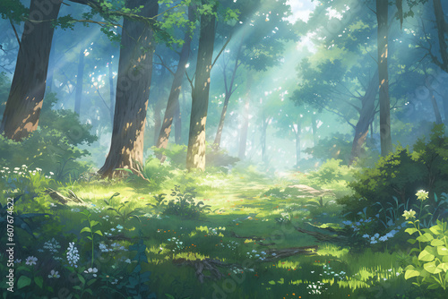 繊細で芸術的な自然系背景のイラスト(AI generated image)