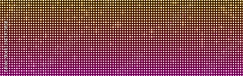Realistic LED screen texture pattern. Vector illustration of large LCD display with glowing neon yellow and pink dot lights background. Panel with color pixel effect, digital board, television monitor