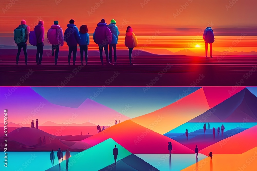 Naklejka premium Golden Hour Mob