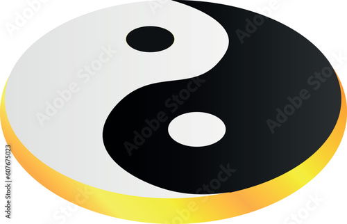 The gold coin with yin and yang symbol