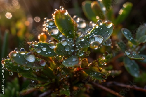 succulent covered with dew drops created with Generative AI technology