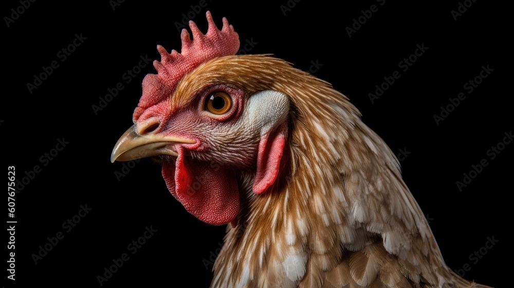 rooster isolated on black background