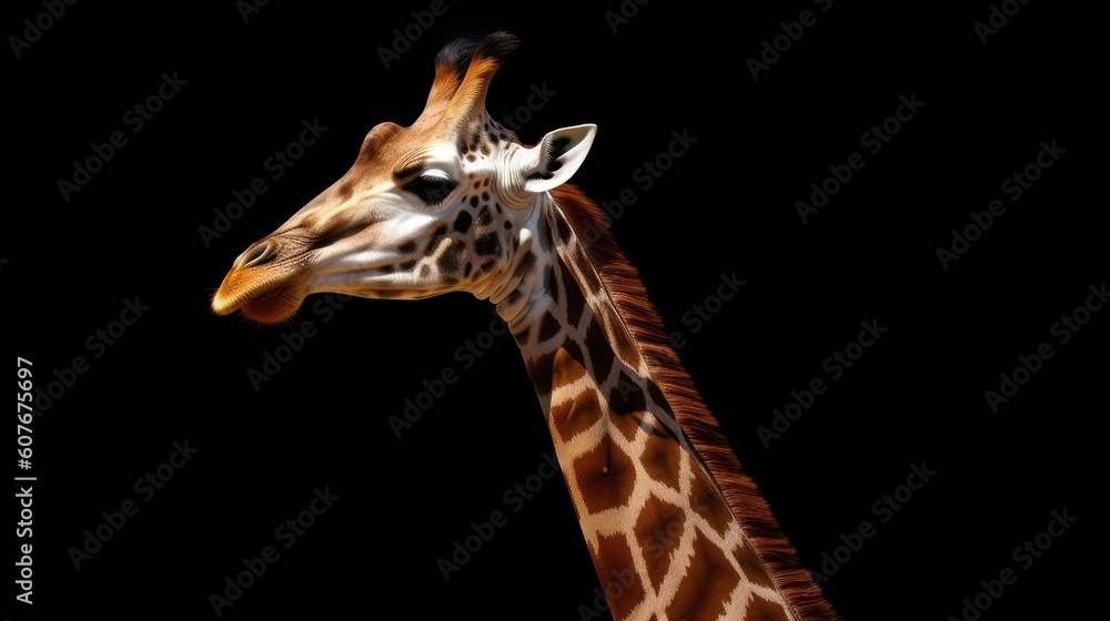 giraffe on black background