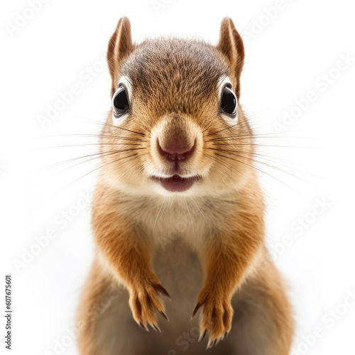 Cute baby Squirrel isolated on a white background. Generative AI