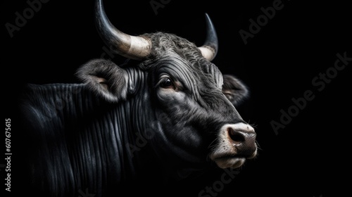 bull on black background