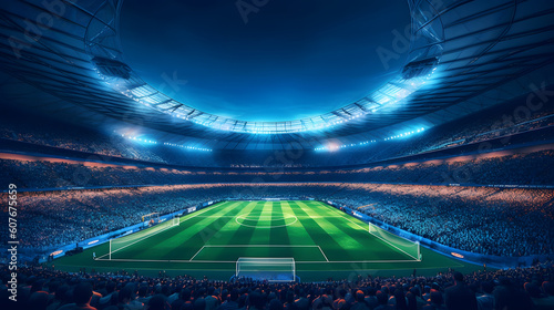 Obraz na płótnie Football Stadium 3d rendering soccer stadium with crowded field arena w salonie