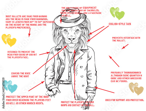 lion figure print pattern consisting of texts