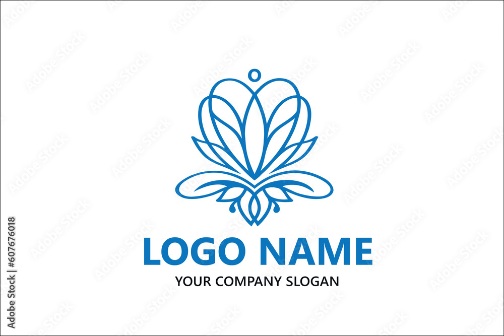 Fototapeta premium Abstract Yoga logo design stock. Thread person flower balance logotype. Creative spa, guru vector mark.