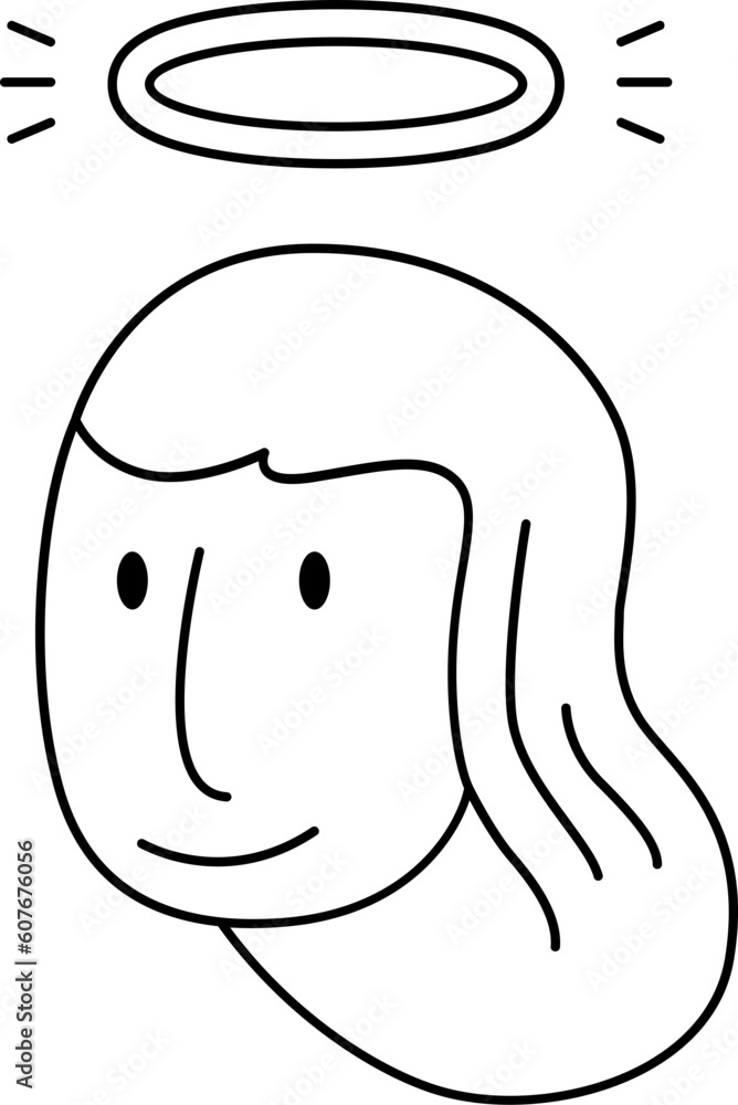 Obraz premium Angel line icon. Face Halloween icon. Face Halloween simple cartoon style. Halloween avatar decorative elements.