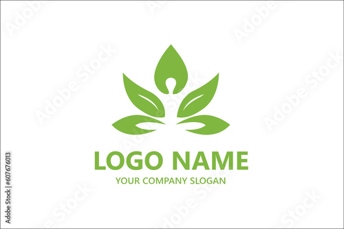 Abstract Yoga logo design stock. Thread person flower balance logotype. Creative spa, guru vector mark.