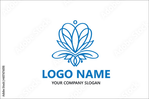 Abstract Yoga logo design stock. Thread person flower balance logotype. Creative spa  guru vector mark.