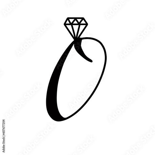 O capital alphabet with diamond