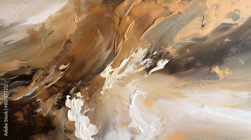  Background Abdtract. A gold brown painting with abstract brush strokes on it, in the style of light gold and white. Generative ai photo