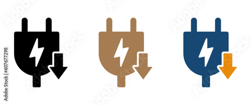  Energy reduction vector flat icons set