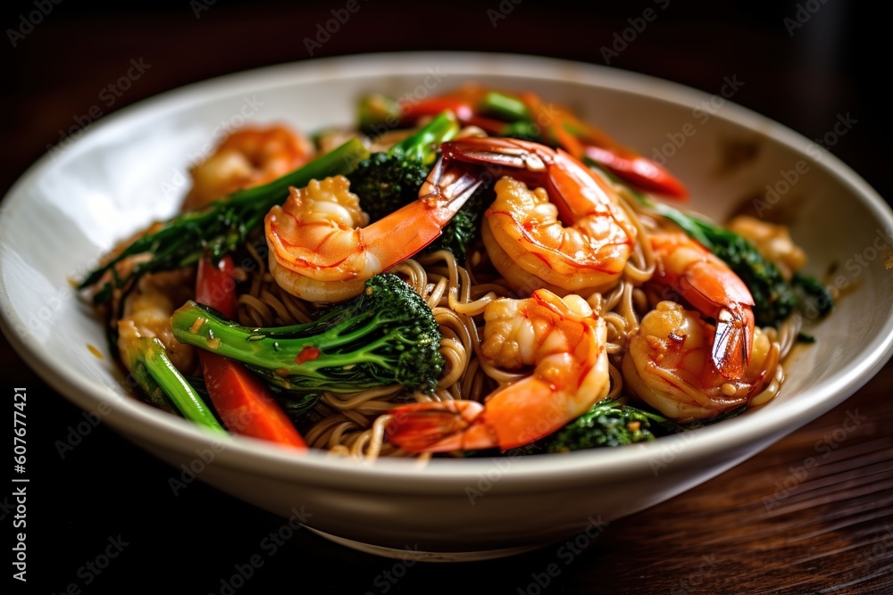Pan Fried Noodles with Shrimp and Vegetables