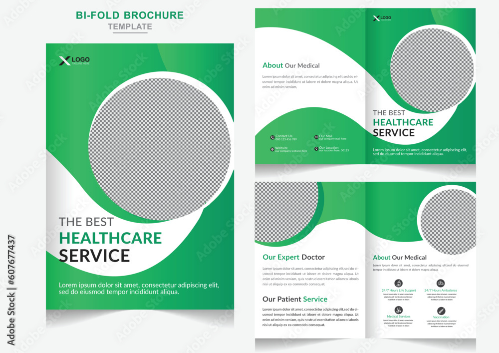 Minimalist medical & healthcare bifold business template with modern concept design