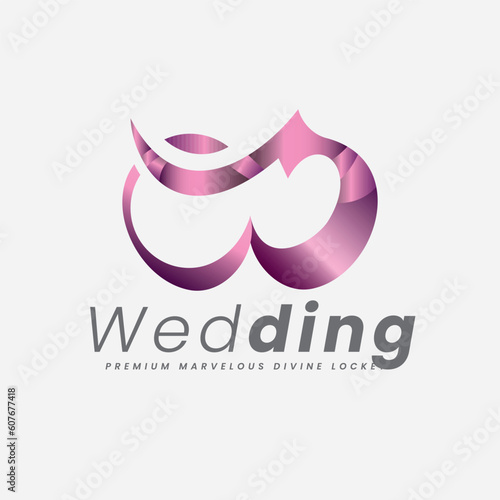 Wedding Pair Bridal Ceremony W Typographic Logo