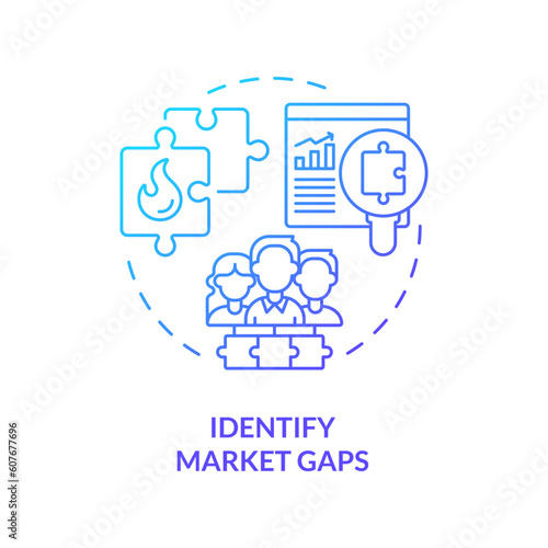 Identify market gaps blue gradient concept icon. Consumer need. Target audience. Market research. Trend setter. Growth strategy abstract idea thin line illustration. Isolated outline drawing
