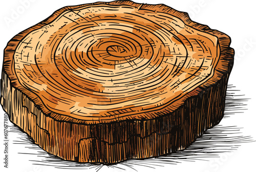 A drawing of a tree stump side