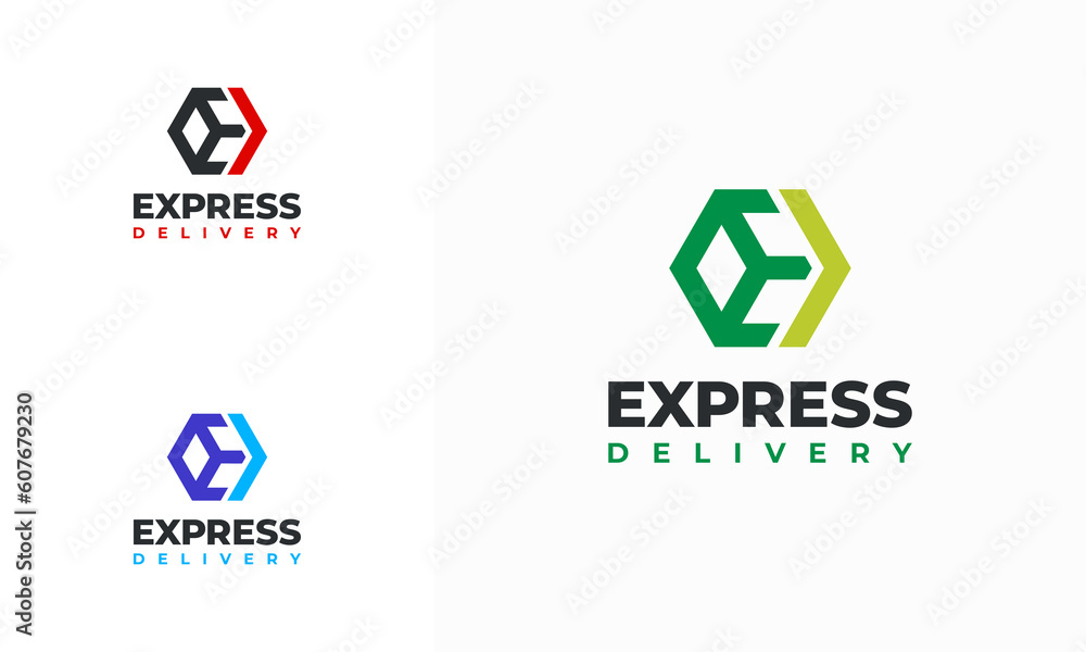 Box Express Delivery logo designs concept vector, Fast Box Delivery logo designs concept vector,