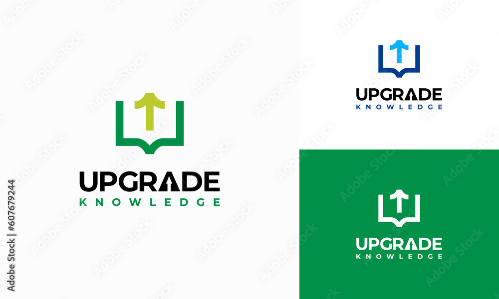 Library book logo Designs concept vector, Upgrade Knowledge logo template, Education logo symbol