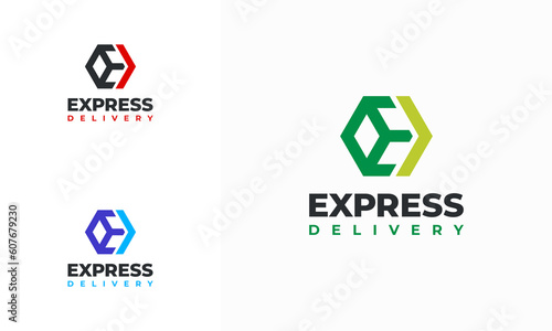 Box Express Delivery logo designs concept vector, Fast Box Delivery logo designs concept vector,