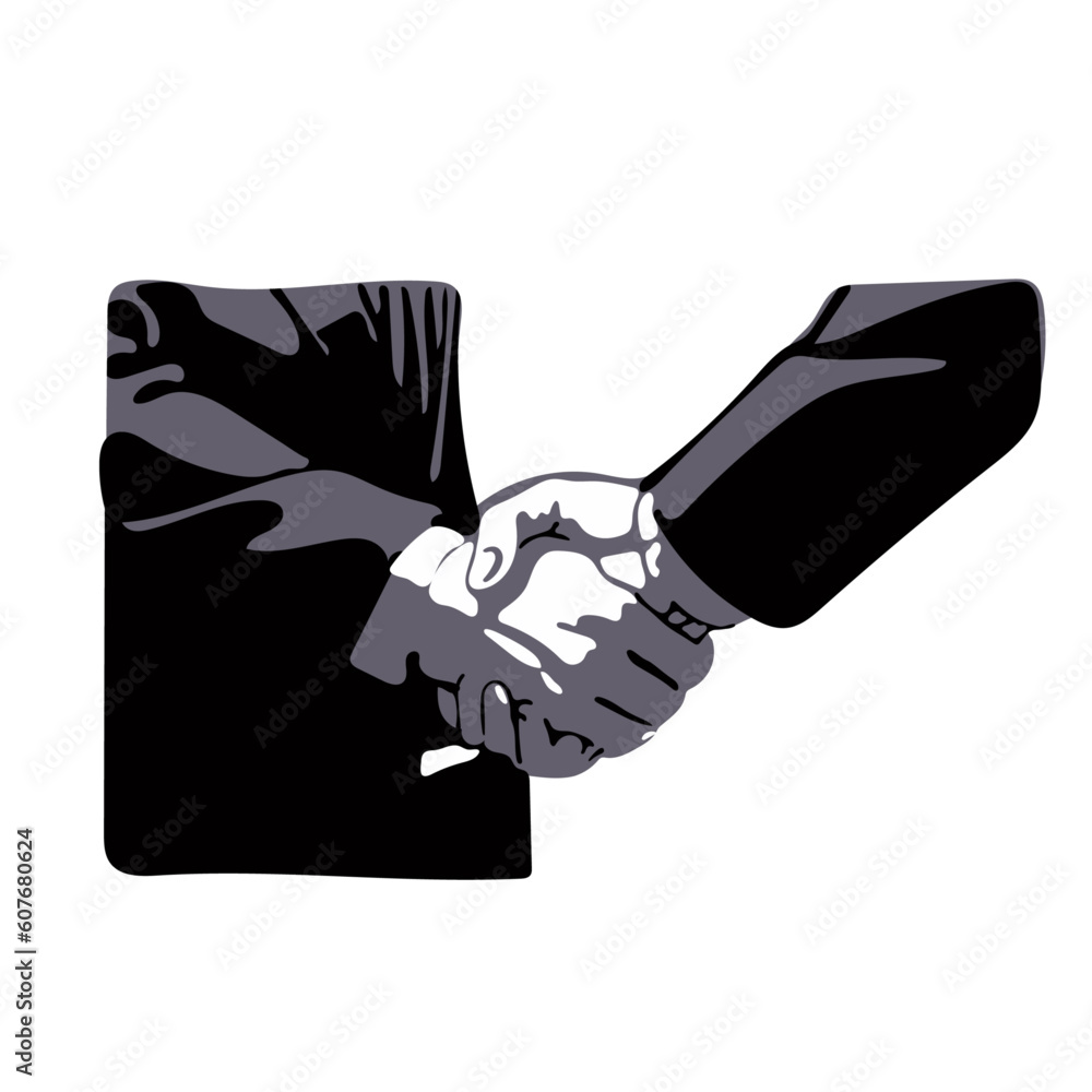 Obraz na plátně closeup handshake of businessman illustration vector hand drawn isolated on white background line art
