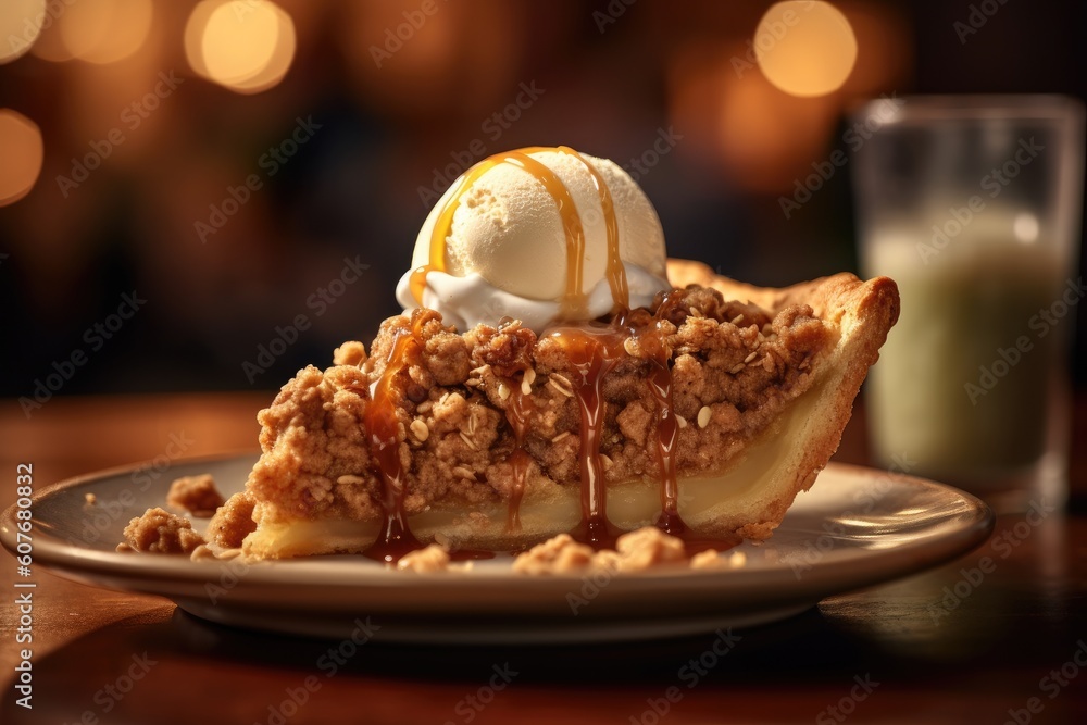 Apple Pie Slice Sliced Lattice Dutch A La Mode Vanilla Ice Cream