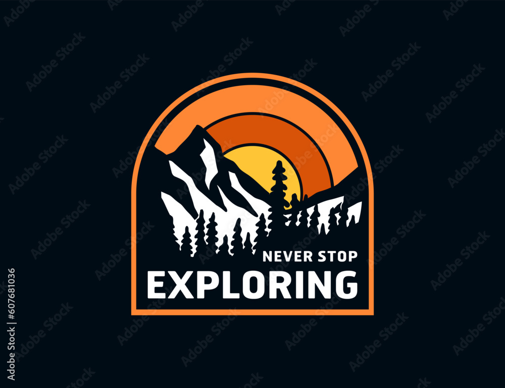 Outdoors nature badge adventure emblem sticker ilustration vector