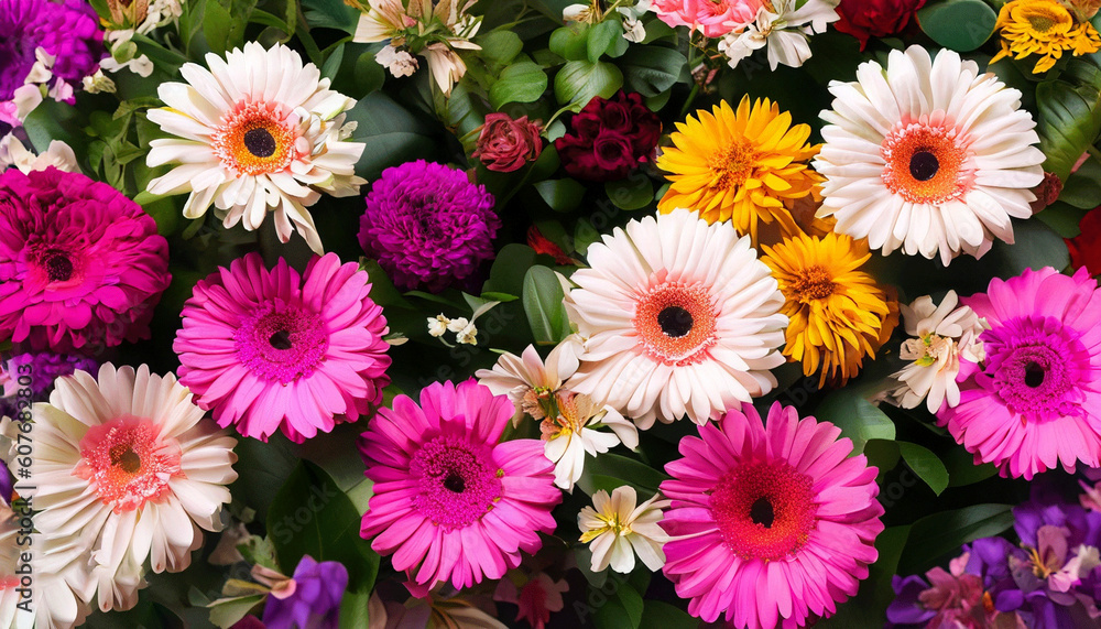 Beautiful, vivid, colorful mixed flower bouquet
Beautiful, vivid, colorful mixed flower bouquet