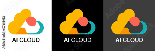 AI Cloud Icon Logo Design Vector Template. Cloud Stylish Logo Icon. Cloud Stylish Storage or Broadband or ISP Company Logo. Vector.