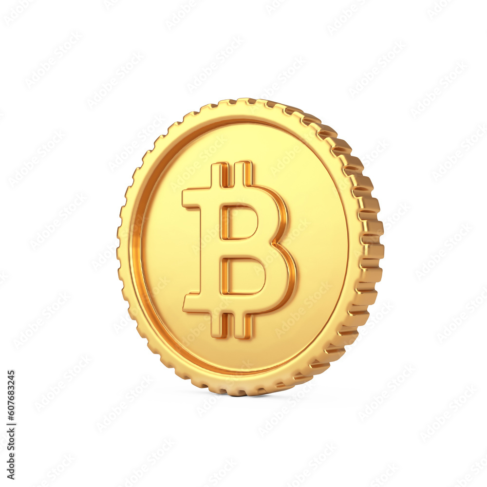 Simple Cartoon Cryptocurrency Golden Bitcoin Coin Web Icon Sign. 3d Rendering Simple Cartoon Cryptocurrency Golden Bitcoin Coin Web Icon Sign. 3d Rendering