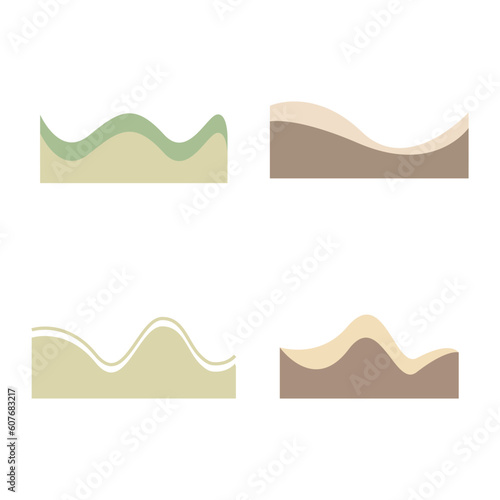 waves border decoration. Abstract multi layered cartoon papercut illustration.