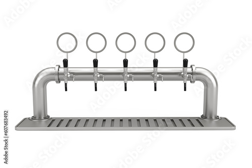Konstfotografi Row of Bar Beer Taps. 3d Rendering