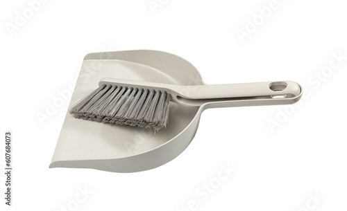 Broom and Dustpan Isolated, Grey Plastic Dust Pan with Brush for Carpet, Floor Cleaning
