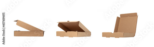 Pizza Box Isolated  Craft Paper Delivery Package Mockup  New Carton Packaging with Copy Space