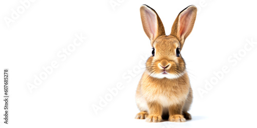 Cute baby rabbit isolated on a white background. Generative AI © piai