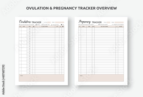 Ovulation and Pregnancy Tracker template, Printable LH test sheet, OPK test planner pages, Fertility
