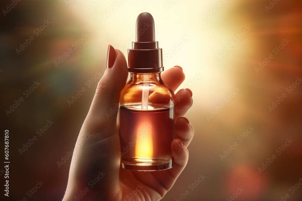 Naklejka premium Glass bottle dropper oil. Generate Ai