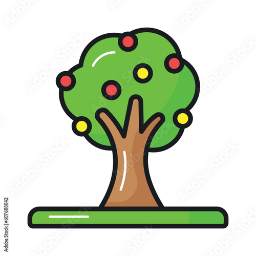 An amazing vector of fruit tree in editable style, fresh fruit tree icon