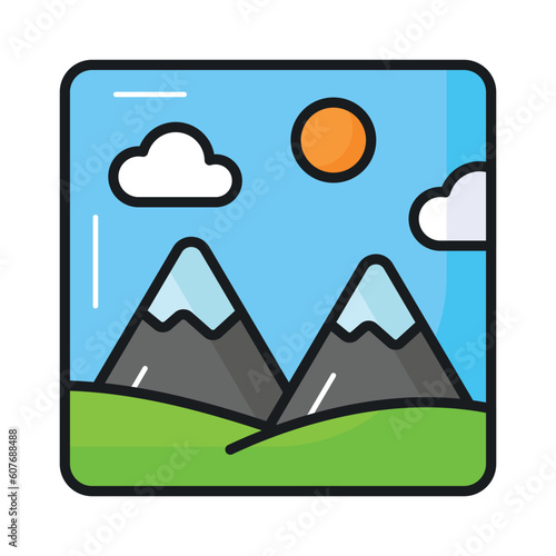 Hill station in modern style ready to use icon isolated on white background