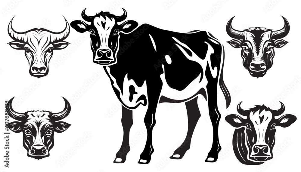 Fototapeta premium cow head mascot logo