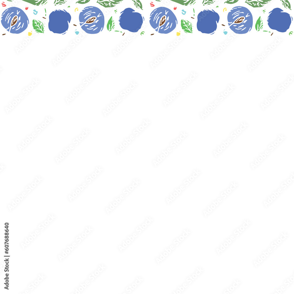 Fototapeta premium Plum background with place for text. Drawn plum illustration