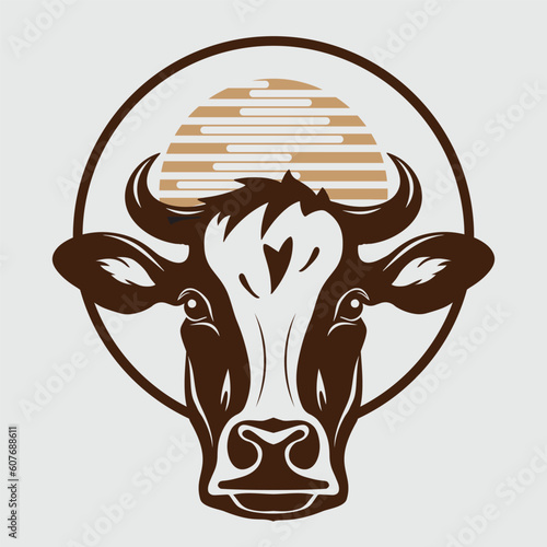 cow head mascot logo