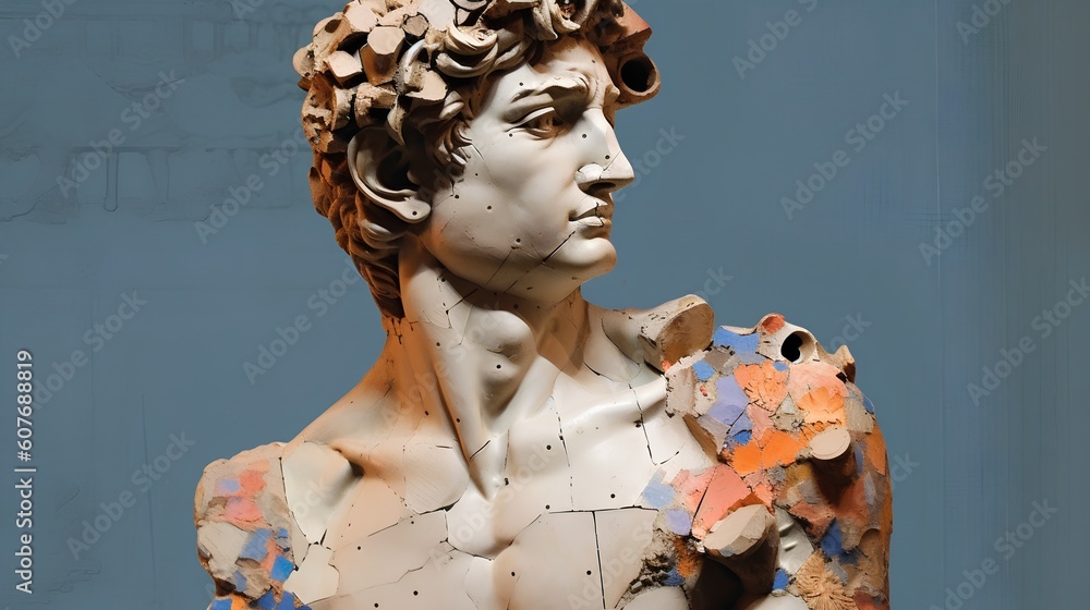 Artistic collage showcasing the iconic David sculpture, symbolizing