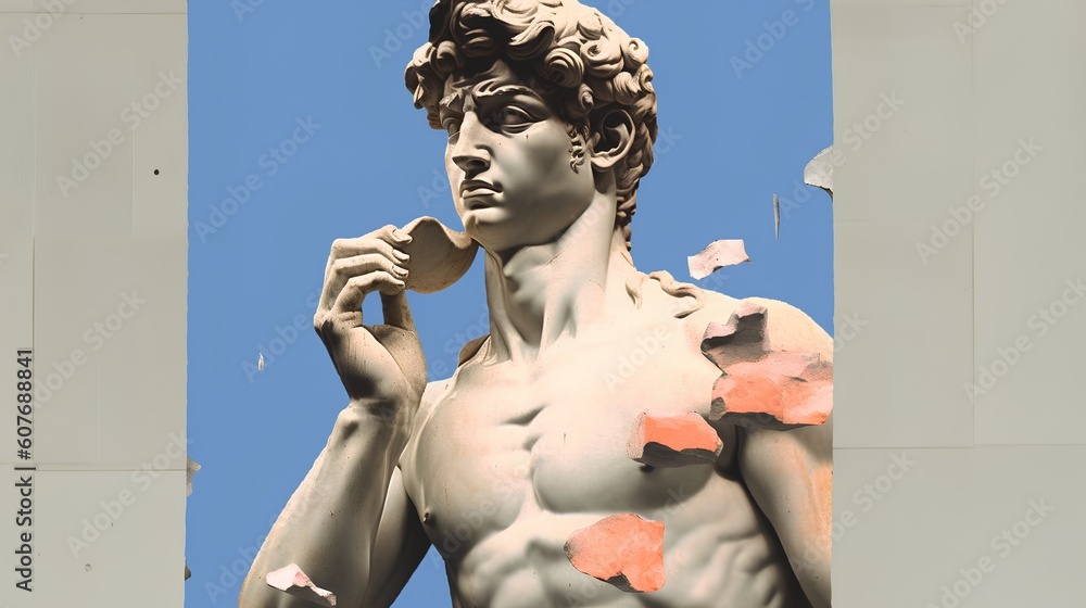 Artistic collage showcasing the iconic David sculpture, symbolizing
