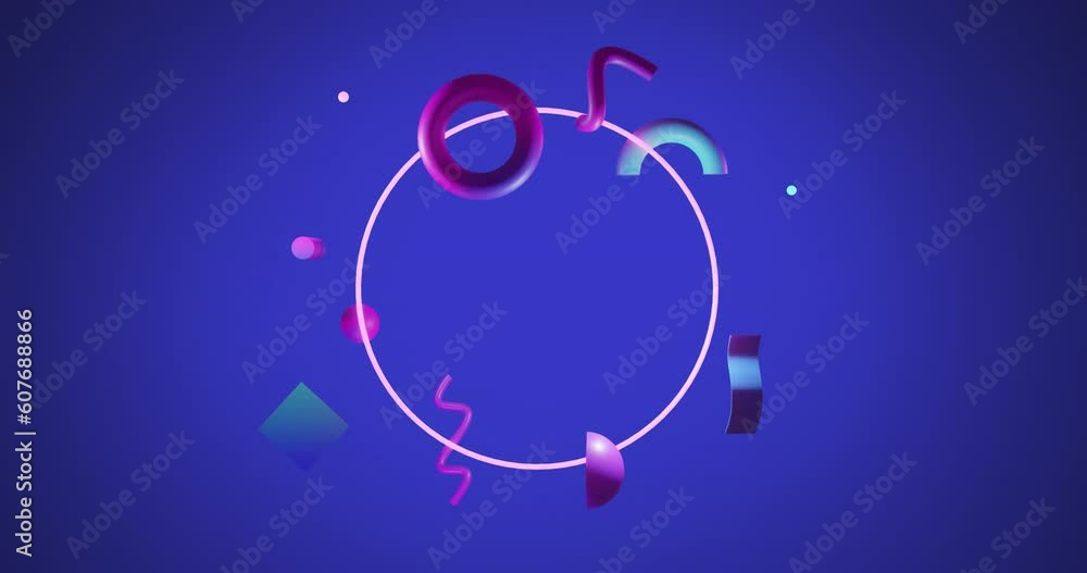 Animation of abstract 3d shapes over blue background Animation of abstract 3d shapes over blue background