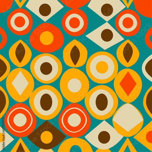 patron de diseño de arte vectorial moderno, patron geométrico retro de colores llamativos, poster retro de años 70 estilo groovy para impresión de telas, camisetas, portadas de libro, posters de pared